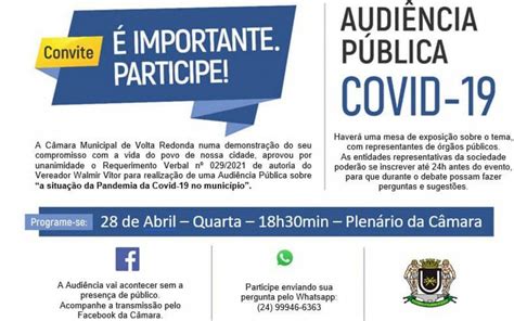 Câmara de Volta Redonda realiza audiência pública sobre covid 19