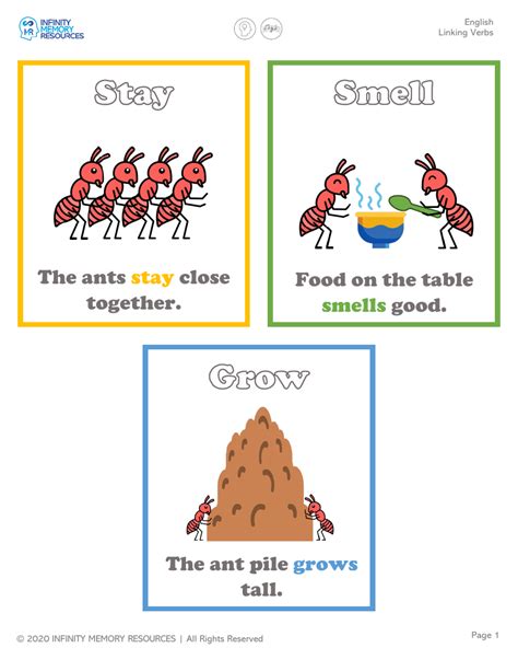 Linking Verb Stay Grow Worksheet Pango