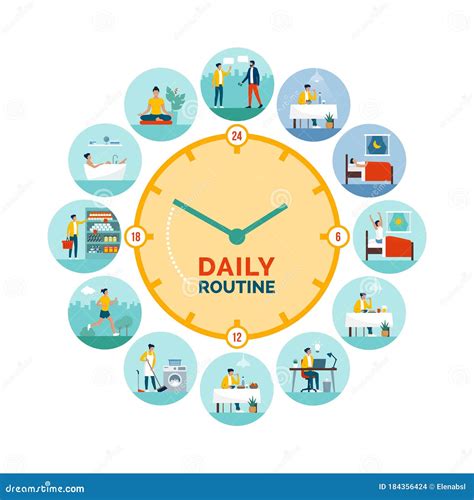 Reloj Con Actividades Diarias Rutinarias Ilustraci N Del Vector