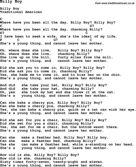 Traditional Song Billy Boy with Chords, Tabs and Lyrics