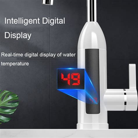 ZSW D02 Smart Household Digital Display Instant Hot Kitchen Electric Faucet EU Plug Stainless