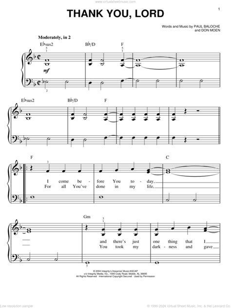 Thank You Lord Sheet Music For Piano Solo Pdf Interactive