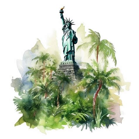 Premium Photo Watercolor Painting Of The Statue Of Liberty