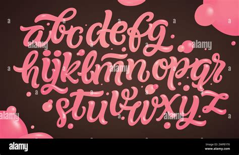 Bubble Gum Alphabet Set Pink Font Isolated On White Background Hand