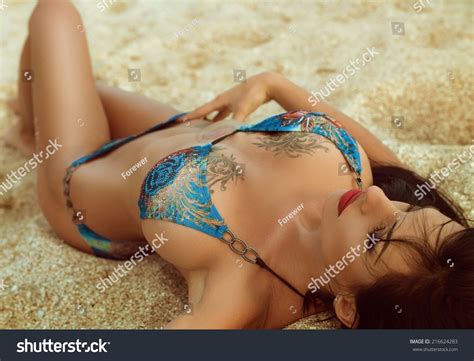Sexy Bikini Girl Posing Beach Stock Photo Shutterstock