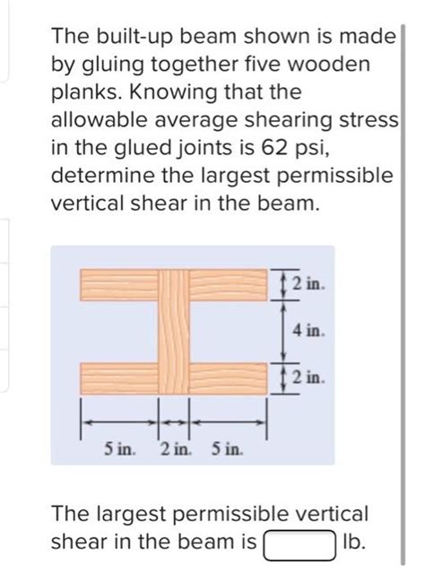 Solved The Built Up Beam Shown Is Made By Gluing Together Chegg