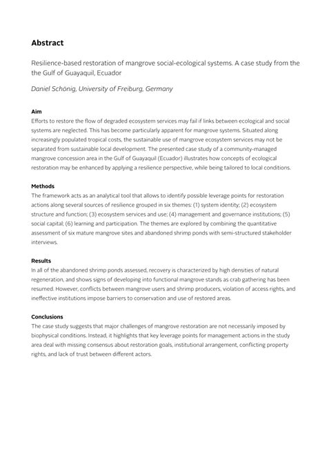 PDF Resilience Based Restoration Of Mangrove Social Ecological