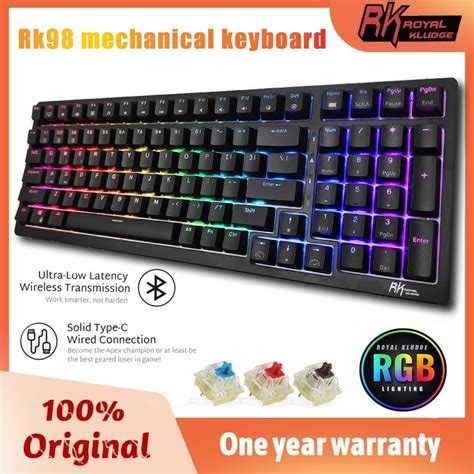 RK ROYAL KLUDGE RK98 Hot Swappable Wireless Mechanical Keyboard With Keys RGB Backlit Tri Mode