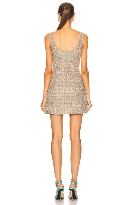 Self Portrait Tinsel Boucle Mini Dress In Gold FWRD