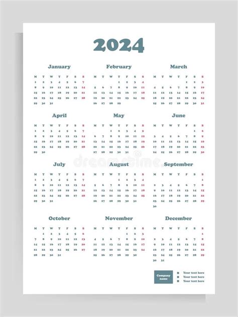 Calendar Poster For 2024 Stock Illustration Illustration Of Office