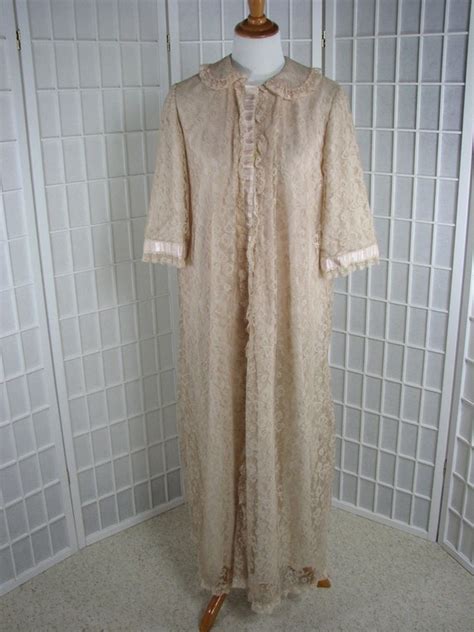 1960s Nude Lace Robe By Odette Barsa Siz Gem