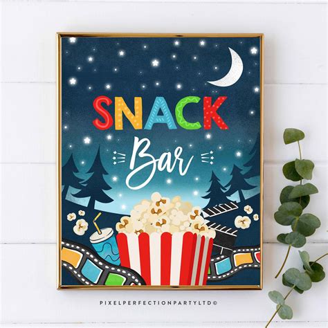 Snack Bar Party Sign Backyard Movie Party Decorations Snack | Etsy