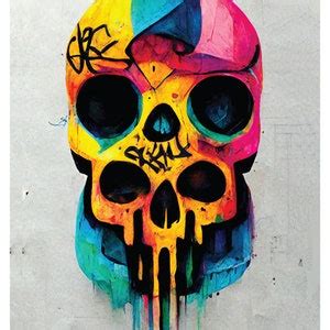 Colorful Graffiti Skull, Abstract Skull Print, Skull Wall Art, Instant ...