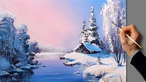 Acrylic Landscape Painting Winter Morning Easy Art Relaxing