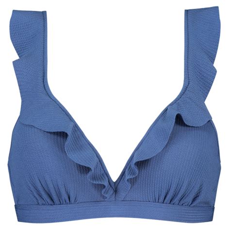 Beachlife Knitted Blue Plunge Bikini Oberteil Annadiva