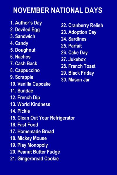 November National Days National Holiday Calendar National Days