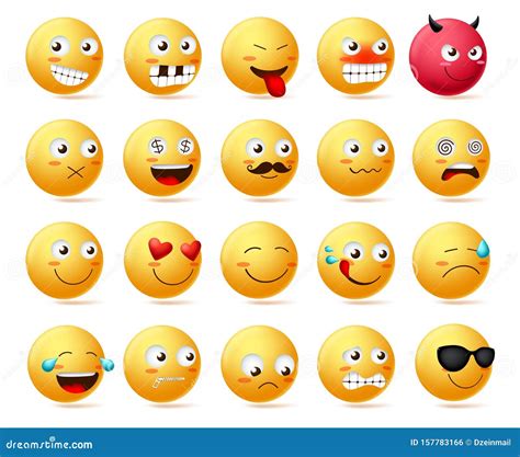 Smiley Emoticon Vektor Zeichensatz Smileys Cute Gesichter Emoji In