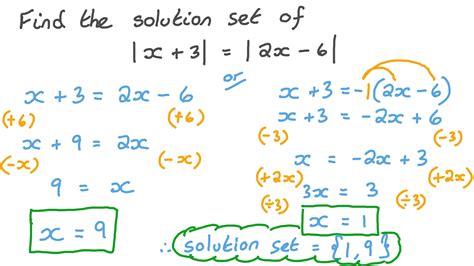 Question Video Solving Absolute Value Linear Equations Involving Two Of Them Nagwa