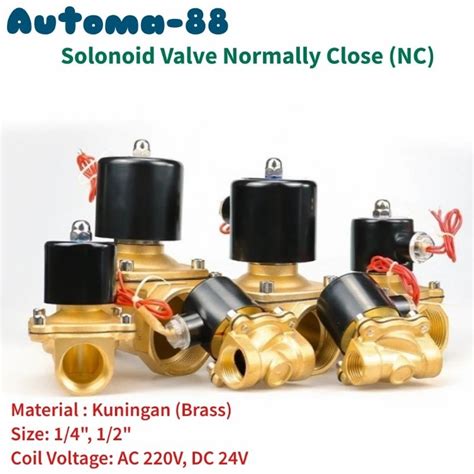 Jual Solenoid Valve 2 Way Kuningan Brass G 1 4 1 2 Inch Coil Dc 24v Ac 220v Normally Close Nc