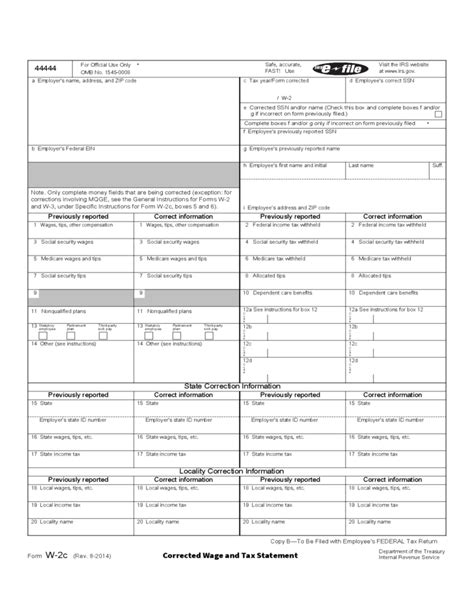 Fillable Form W2c Printable Forms Free Online