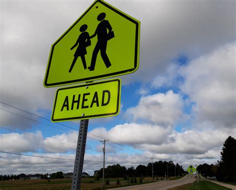 School Crossing Ahead Sign