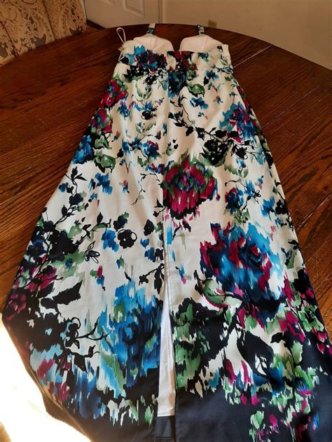 Size Dressbarn Floral Maxi Long Halter Dress Lined Sleeveless Blue