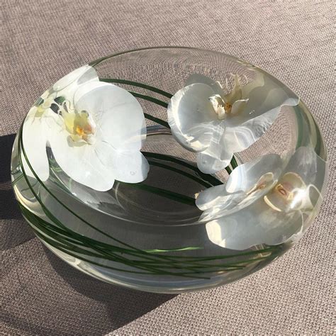 Emilio Robba Glass Water Illusion Bowl White Phalaenopsis Etsy