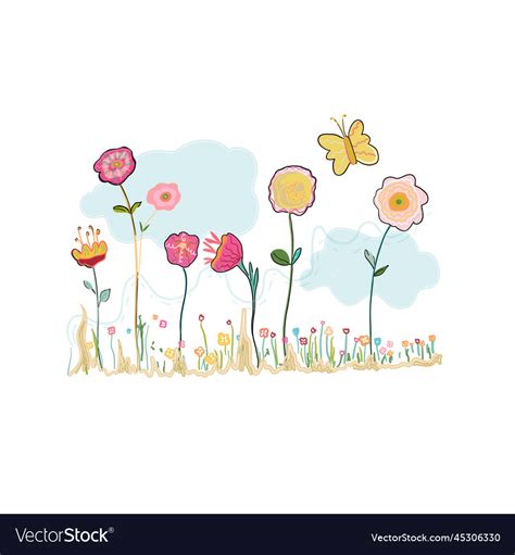 Colorful abstract spring flower border Royalty Free Vector