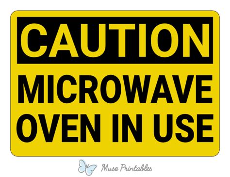 Printable Microwave Oven In Use Caution Sign