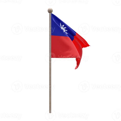 República de taiwan bandeira de ilustração 3d da china no poste mastro