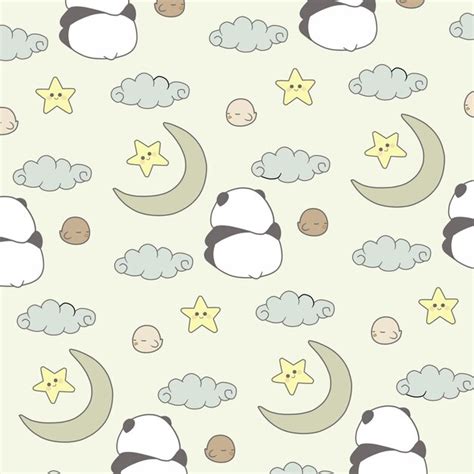 Premium Vector Cute Panda Moon Star And Cloud Seamless Pattern