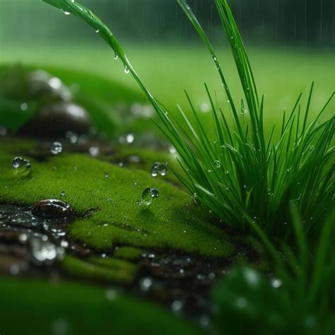 Premium AI Image | Macro photography of grass and leaf