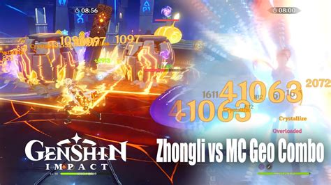 Genshin Impact Zhongli Lv 80 Talents Lv6 Damage Test Vs Combo With MC