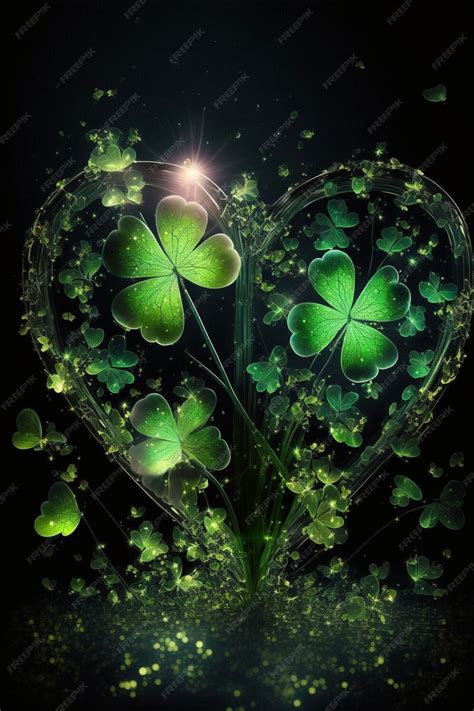 Premium Photo Group Of Four Leaf Clovers In The Shape Of A Heart