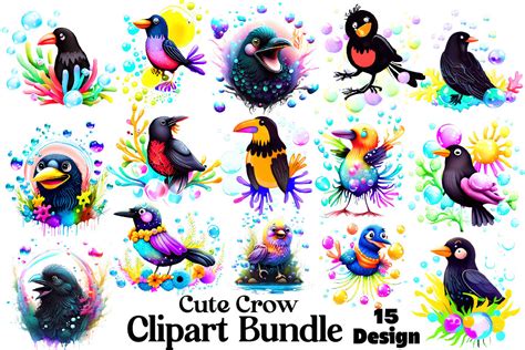 Cute Crow Clipart Bundle Graphic by Bundle · Creative Fabrica