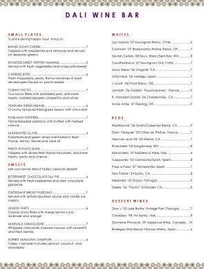 Customize Wine Bar Menu