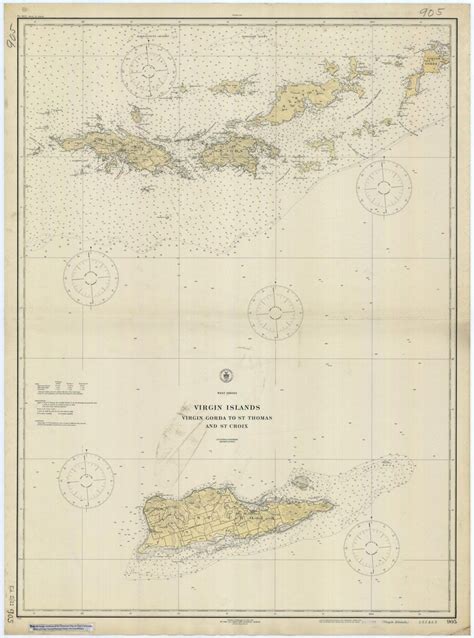 Virgin Islands Map Usvi And Bvi 1921 Nautical Chart Print Etsy Island