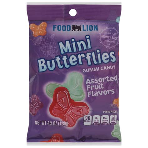 Food Lion Gummi Candy Assorted Fruit Flavors Mini Butterflies 45 Oz