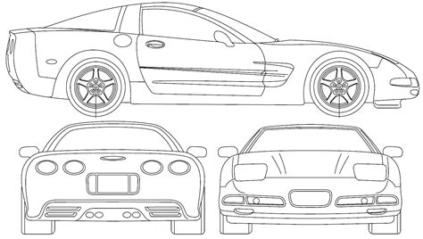 2000 Chevrolet Corvette C3 Coupe Blueprints Free Outlines