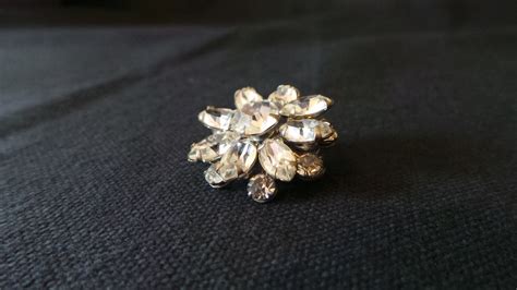 Vintage Silver Rhinestone Sparkle Paste Flower Brooch Pin | Etsy
