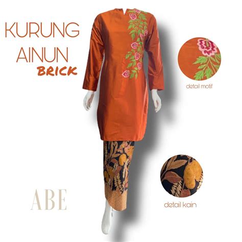 Jual Baju Kurung Melayu Wanita Malaysia Modern Ainun Bordir Rok Random