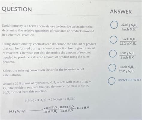 Solved Question Answer Stoichiometry Is A Term Chemists Use Chegg