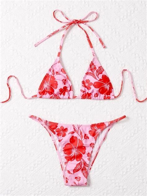 Floral Micro Triangle Thong Bikini Swimsuit Size S Property Room