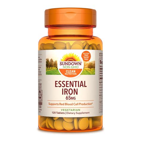 Sundown Essential Iron Mg Ferrous Sulfate Supports Red Blood Cell