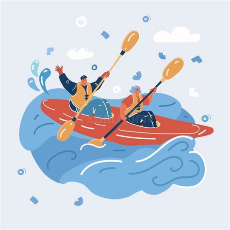 Woman Riding Kayak Vector Illustration Stock Illustrations 70 Woman