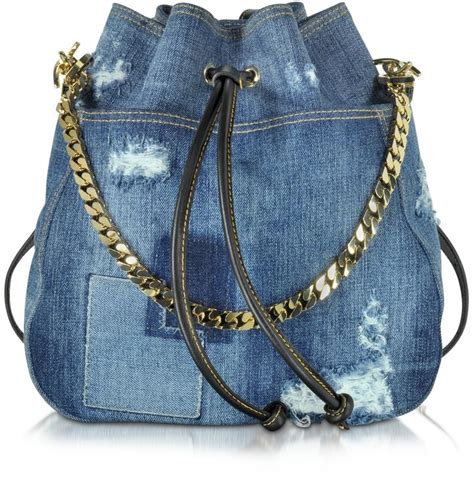 Dsquared Babe Wire Denim And Leather Backpack Blue Leather Bag Blue Leather Backpack
