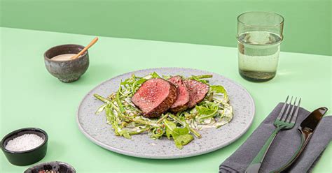 Steak Mit Bohnen Rucola Salat Und Parmesan Dressing Rezept Kitchen