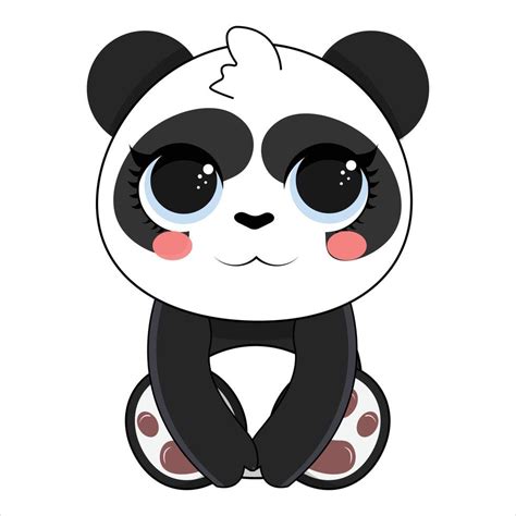 Cute Baby Panda Bear On A White Background Vector Illustration