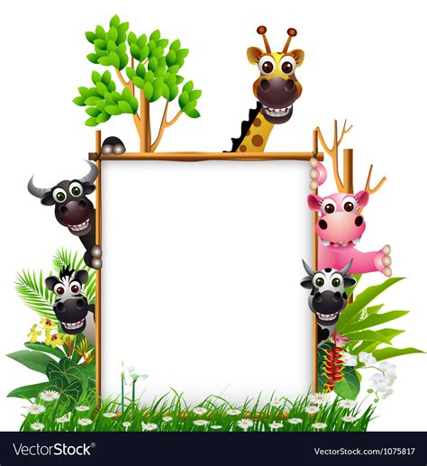 Funny animal cartoon with board Royalty Free Vector Image