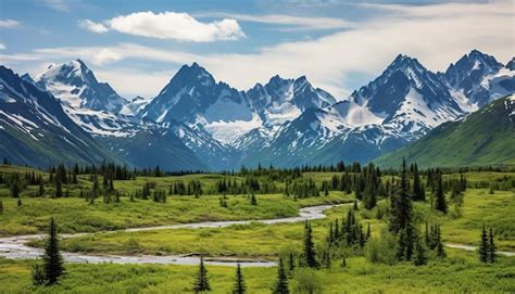 Premium Photo | Alaska mountain range wilderness nature landscape snowy mountains wallpaper